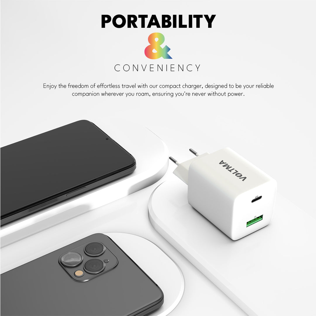 VOLTMA Cargador Rápido de 30W, USB Tipo-C y USB Tipo-A