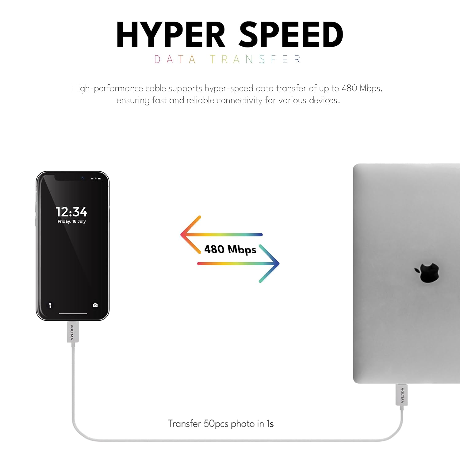 Cable de Silicona USB A a Lightning Voltma PHS10UL, 10W